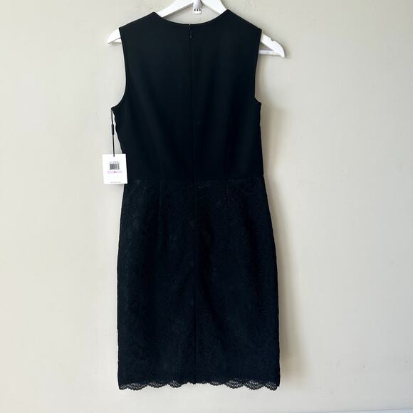 Calvin Klein Sheath Dress Size 6 Black Lace NWT Career Cocktail Classic LBD - Picture 2 of 8